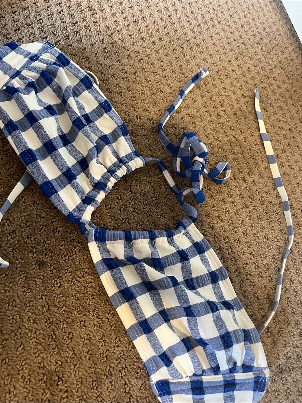 Blue plaid bikini top